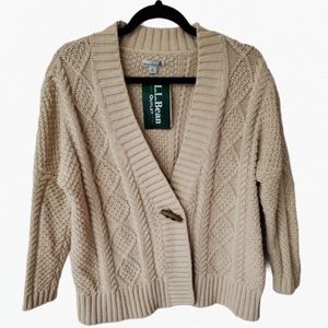 LL Bean Signature Cotton Fisherman Cardigan